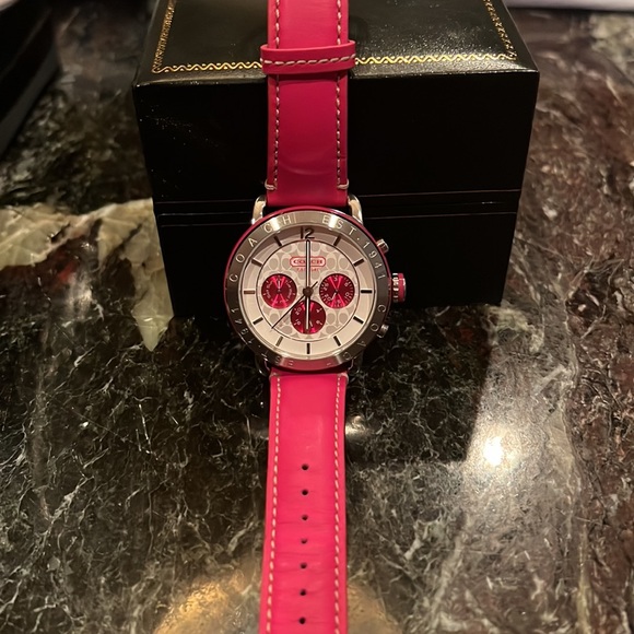Coach Women’s Watch - hot pink genuine leather band - Picture 2 of 7